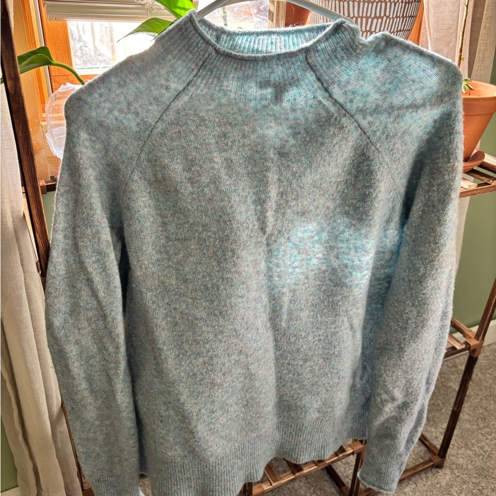 Jcrew cashmere Light Blue Sweater with pink flecks throughout